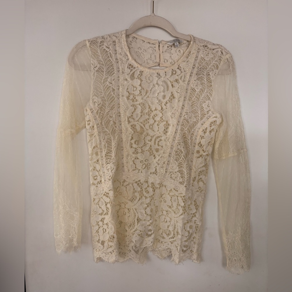 Lucky Brand Cream Lace Boho Chic Blouse S